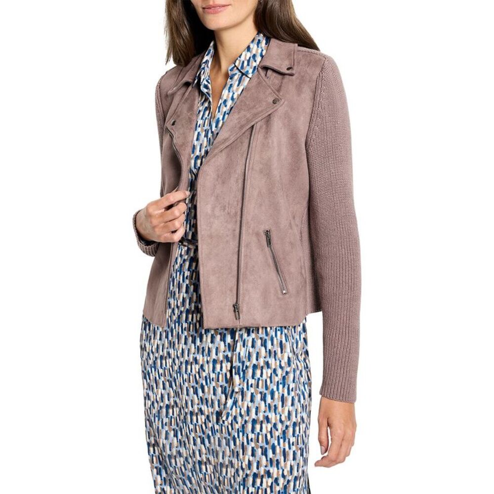 Nic+Zoe Womens Mixed Media Moto Jacket